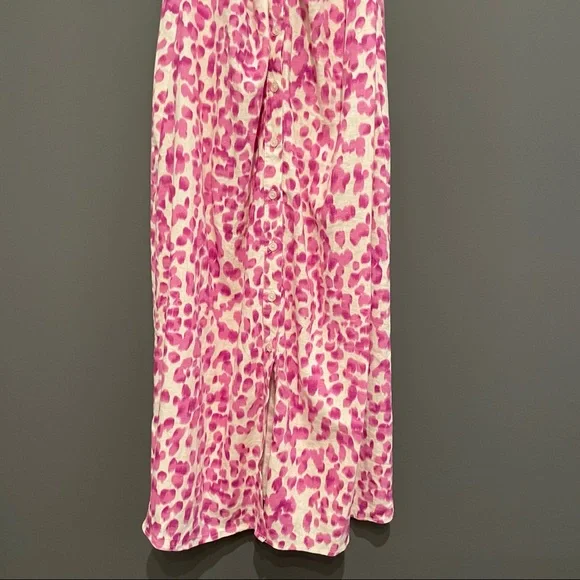 Who What Wear Linen Blend Leopard Midi Dress Size Small - Picture 4 of 13